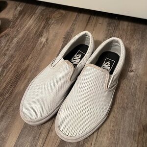 Vans White Perforated Slip-On Loafers